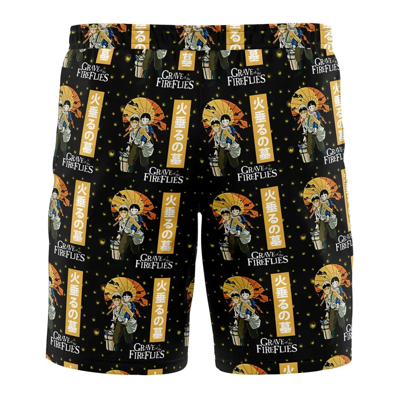 Grave of the Fireflies Studio Ghibli Board Shorts Swim Trunks