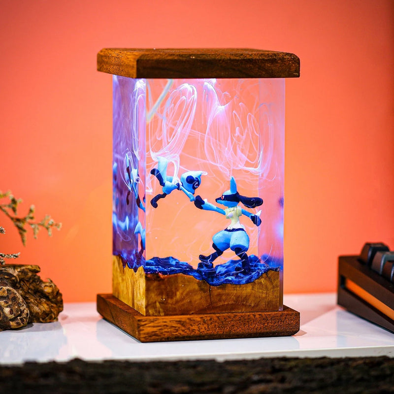 Pokemon Lucario Riolu Epoxy Resin Lamp, Night Light