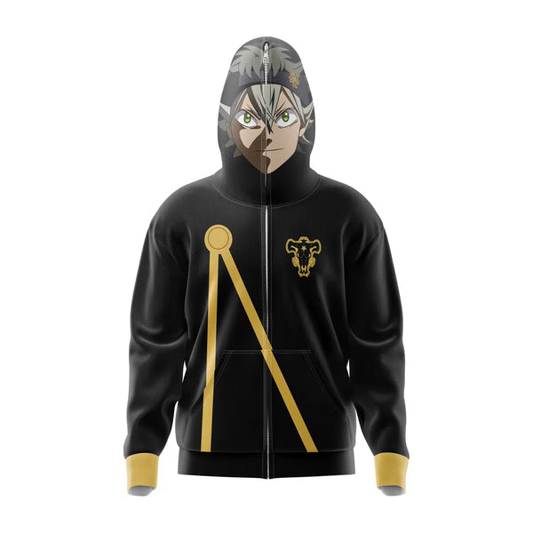 Asta Black Clover Full Face Zip Hoodie