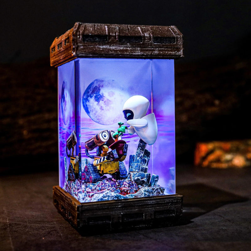 Wall E and Eve Epoxy Resin Lamp, Night Light, Wireless Lights