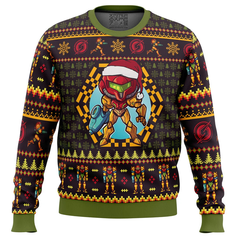 Santa Samus Aran Metroid Ugly Christmas Sweater