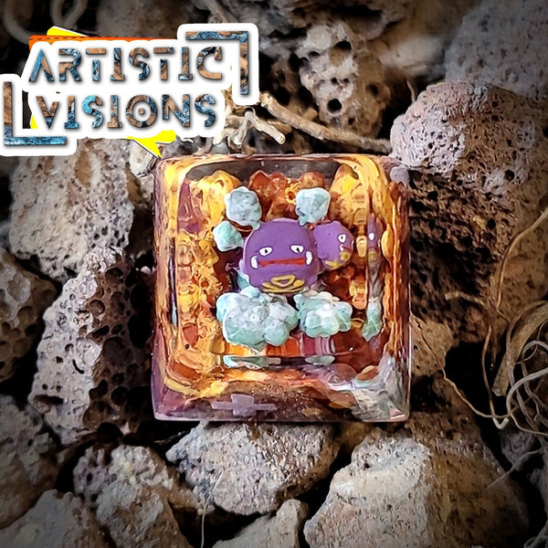 Pokemon Weezing Artisan Keycaps Epoxy Resin