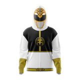 White Ranger Power Rangers Full Face Zip Hoodie