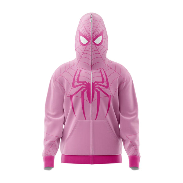 Spiderman Pink Marvel Comics Full Face Zip Hoodie