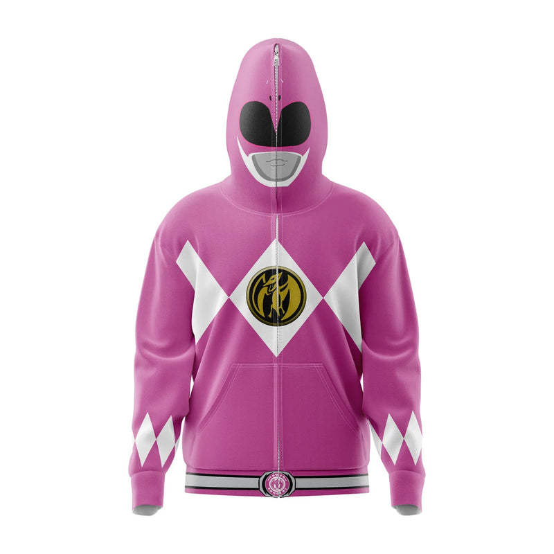 Pink Ranger Power Rangers Full Face Zip Hoodie