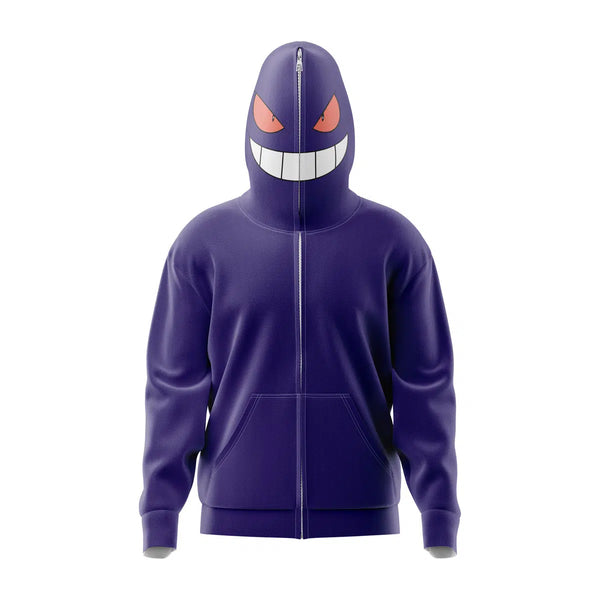 Gengar Pokemon Full Face Zip Hoodie