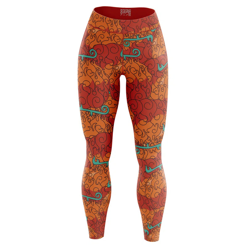 Mera Mera No Mi Devil Fruit One Piece Custom Unisex Leggings Spats Training Tights