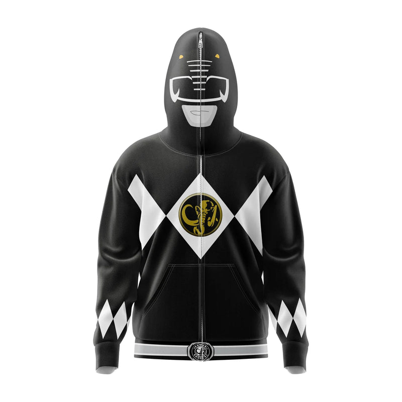 Black Ranger Power Rangers Full Face Zip Hoodie