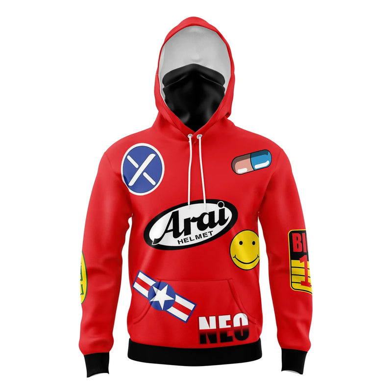 Akira Kaneda Bike Decals Masked Hoodie