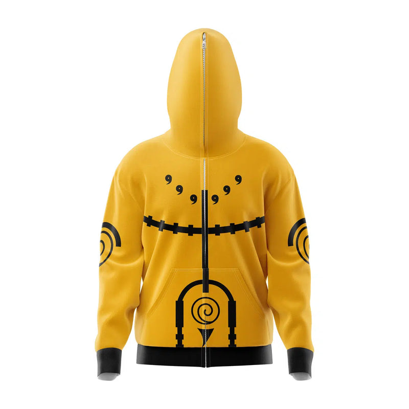 Nine-Tails Chakra Mode Naruto Full Face Zip Hoodie