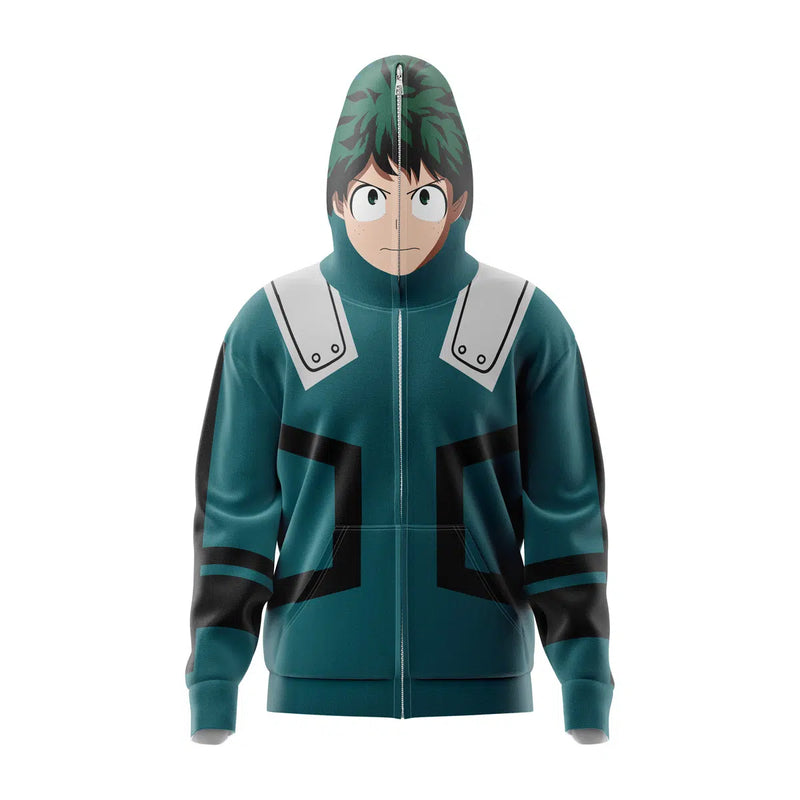 Deku My Hero Academia Full Face Zip Hoodie