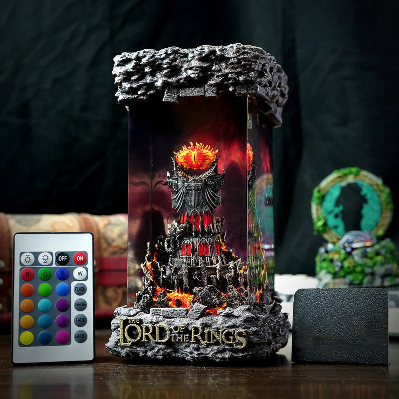 LOTR Lord Of Rings Eye of Sauron Dark Tower Diorama Epoxy Resin Lamp, Night Light, Wireless Lights