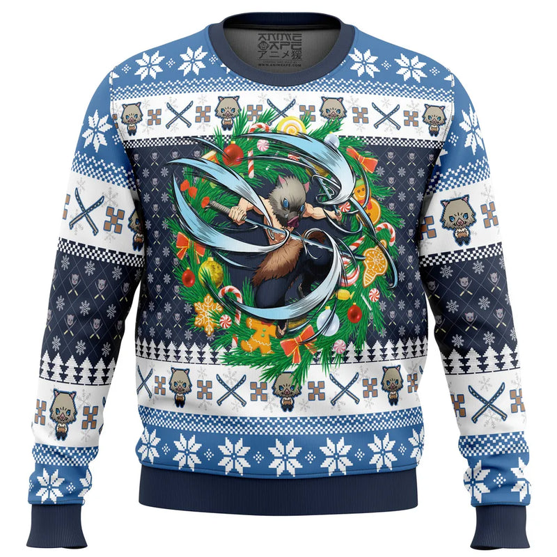 Christmas Hashibira Inosuke Demon Slayer Ugly Christmas Sweater