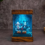 Mickey Mouse Halloween Graveyard Pumpkin Epoxy Resin Lamp, Night Light