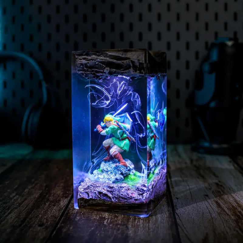 Zelda Link Sword Shield Epoxy Resin Lamp, Night Light