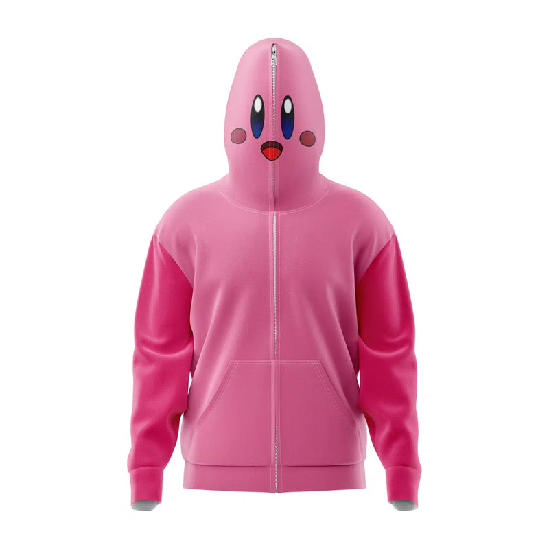 Kirby Nintendo Full Face Zip Hoodie