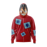 Luffy Wano One Piece Full Face Zip Hoodie