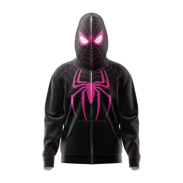 Spiderman Black Marvel Comics Full Face Zip Hoodie