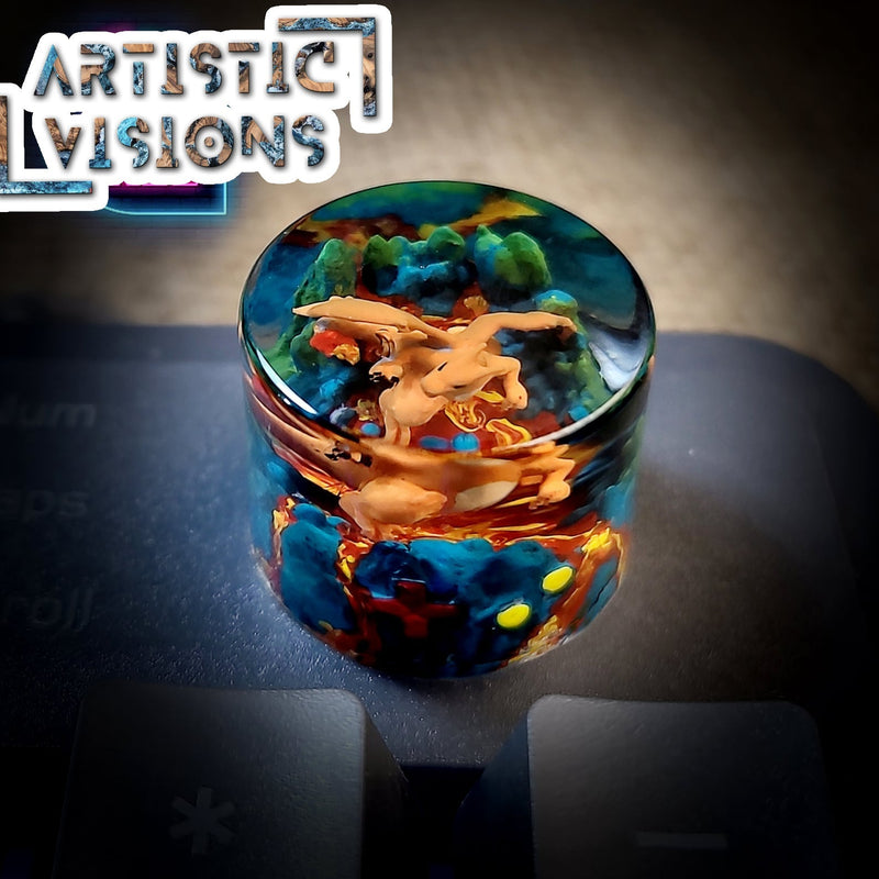 Pokemon Charizard Keyboard Knob Artisan Keycaps Epoxy Resin