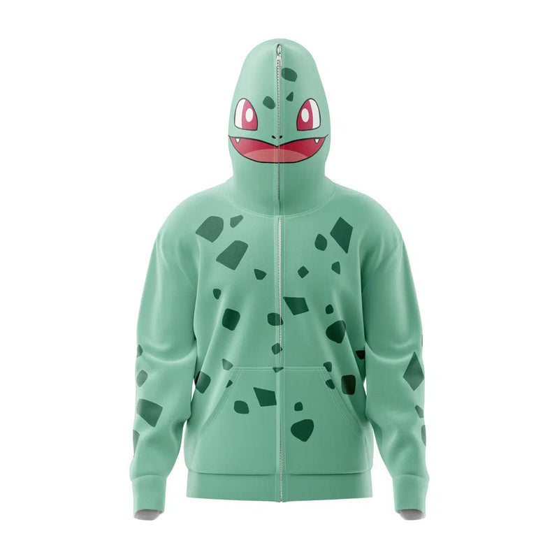 Bulbasaur Pokemon Full Face Zip Hoodie