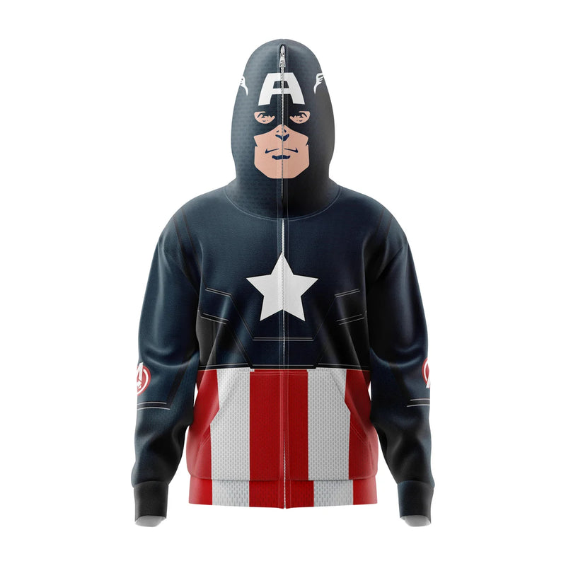 Captain America Marvel Comics Full Face Zip Hoodie