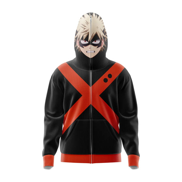 Bakugo My Hero Academia Full Face Zip Hoodie