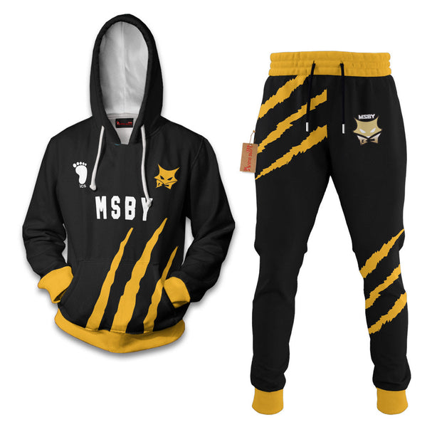 MSBY Black Jackal Haikyuu Hoodie And Jogger Set Anime Clothes