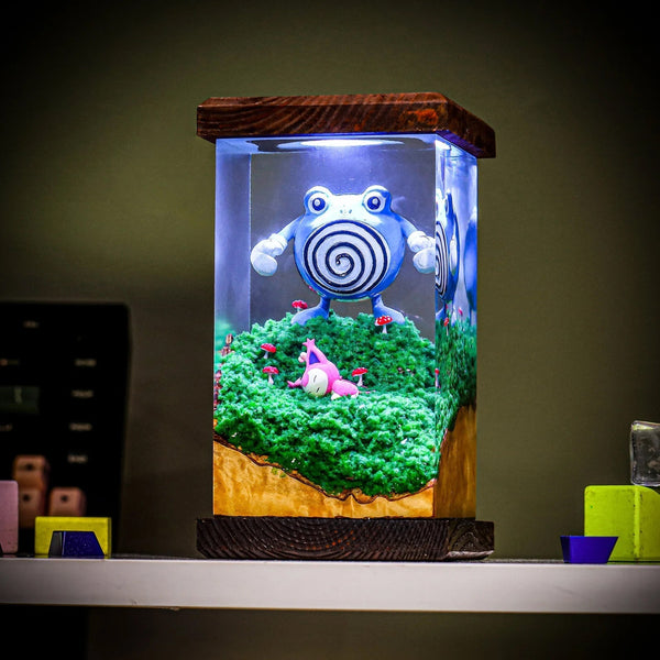 Pokemon Poliwhirl x Skitty Epoxy Resin Lamp, Night Light