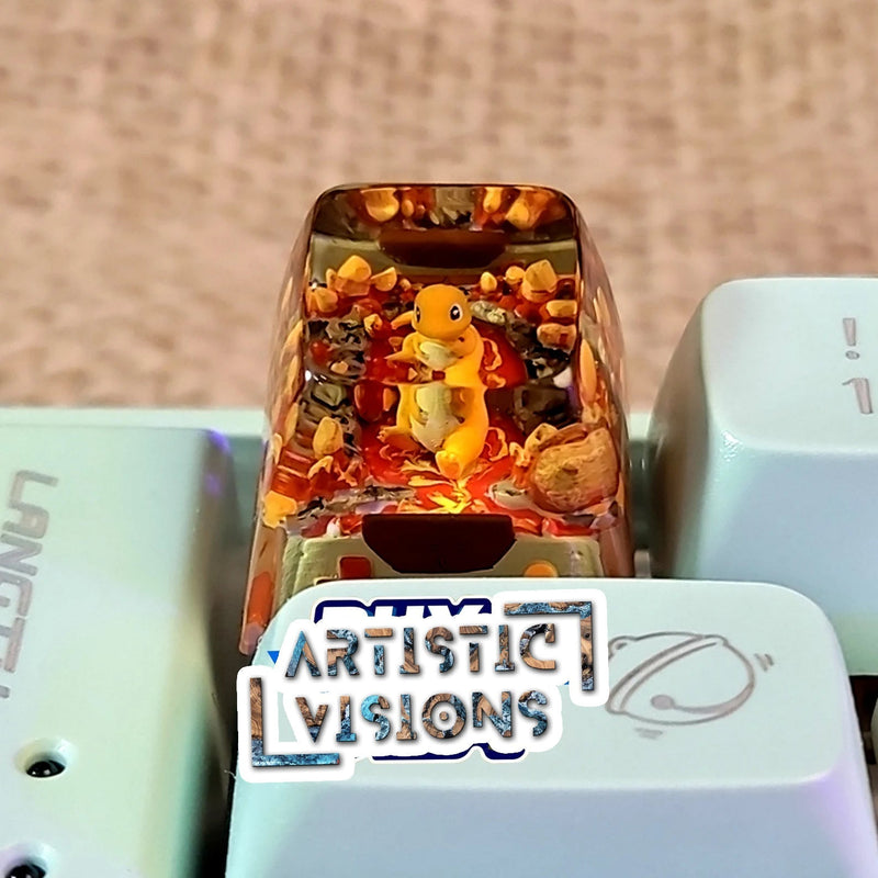 Pokemon Charmander Hitokage Artisan Keycaps Epoxy Resin