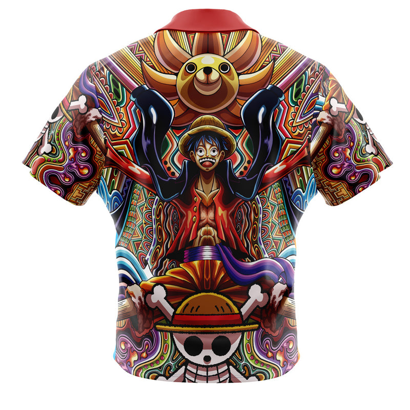 Trippy Monkey D. Luffy One Piece Button Up Hawaiian Shirt