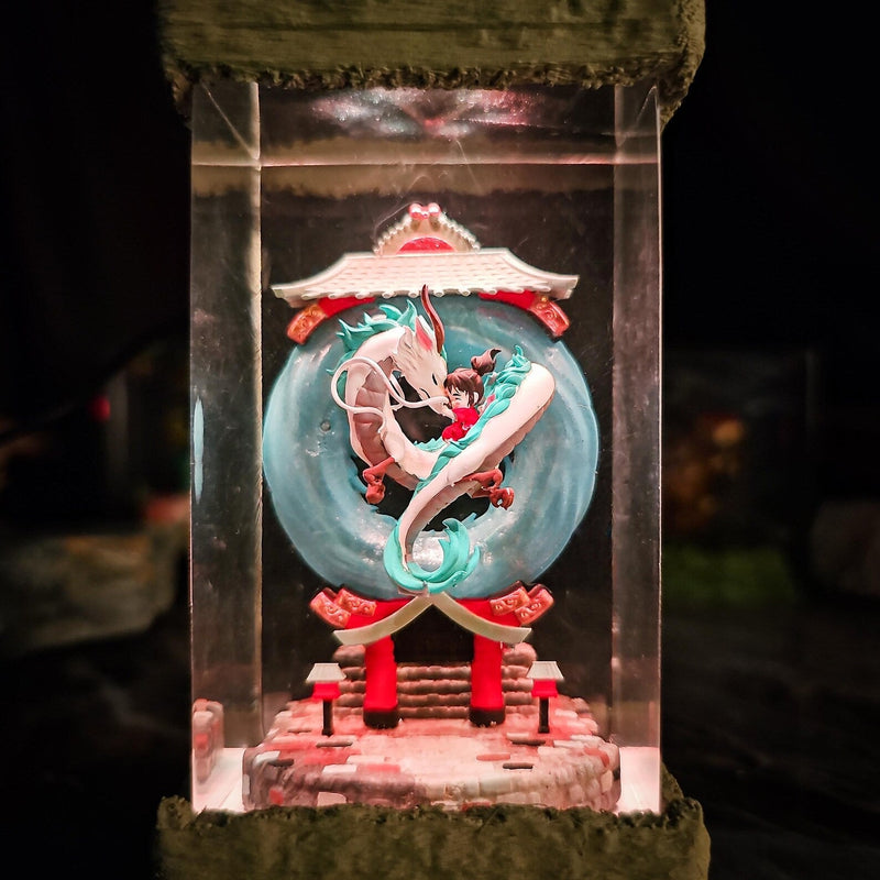 Ghibli Haku Chihiro Spirited Away Diorama Epoxy Resin Lamp, Night Light, Wireless Lights