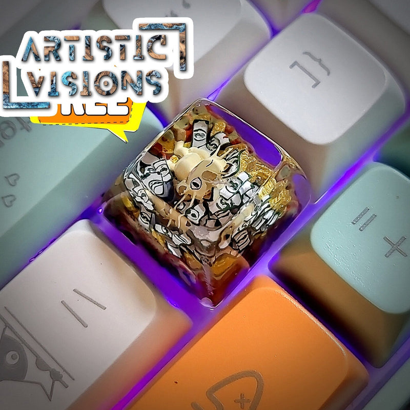 Pokemon Meowth Artisan Keycaps Epoxy Resin