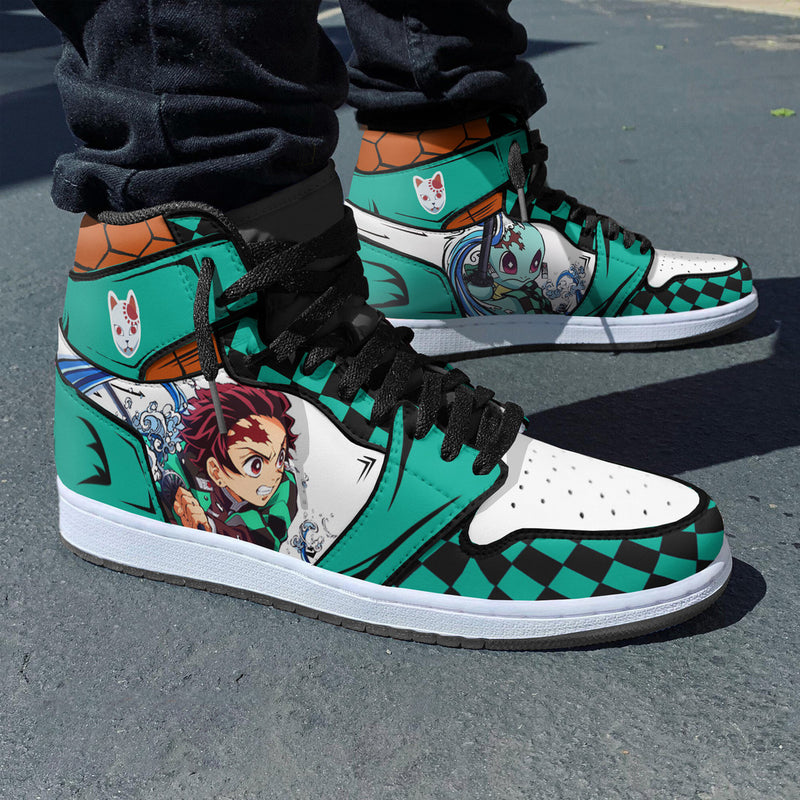 Squirtle x Tanjiro Shoes Custom Pokemon x Demon Slayer Boot Sneakers