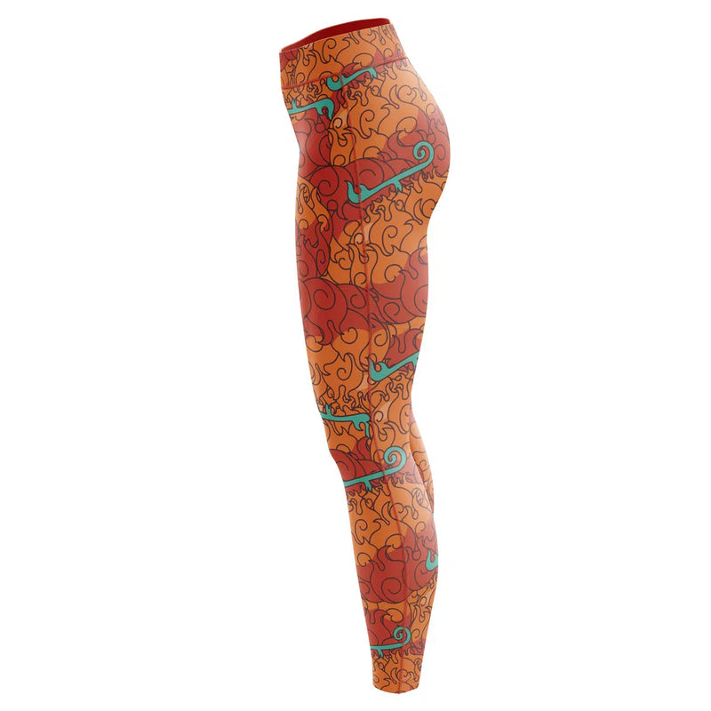 Mera Mera No Mi Devil Fruit One Piece Custom Unisex Leggings Spats Training Tights