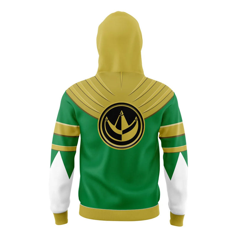 Green Ranger Gold Shield Power Rangers Masked Hoodie