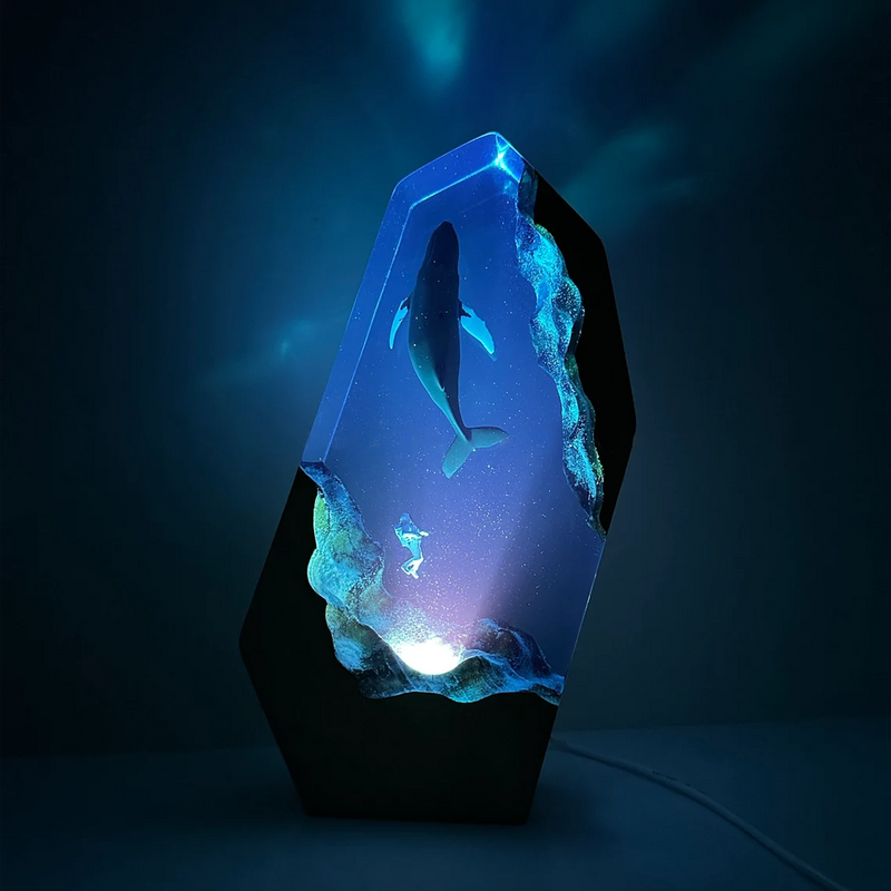 Humpback Whale & Astronaut In Space - High Quality Epoxy Resin Lamp