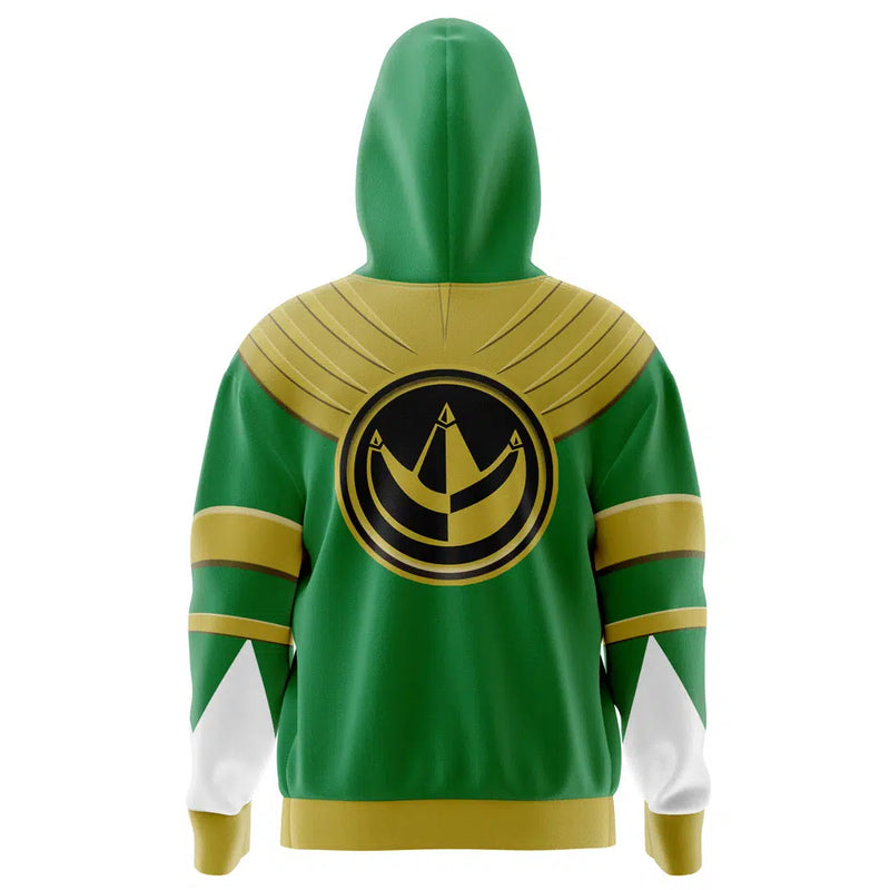 Green Ranger Gold Shield Power Rangers Full Face Zip Hoodie