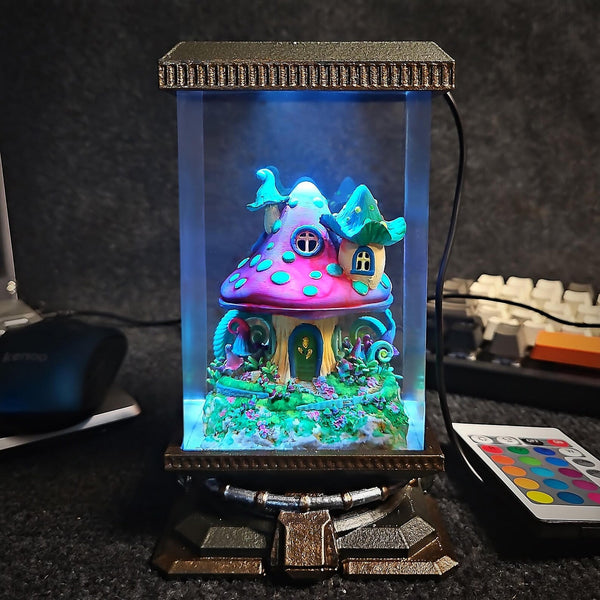 Mushroom Fairy House Garden Diorama Epoxy Resin Lamp, Night Light, Wireless Lights