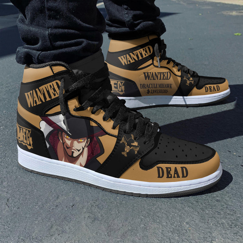 Dracule Mihawk Wanted Custom Shoes One Piece Anime Boot Sneakers