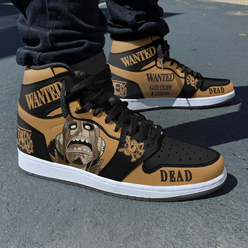 Usopp Wanted Custom Boot Sneakers One Piece Anime Shoes