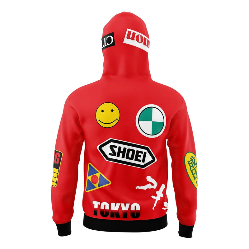 Akira Kaneda Bike Decals Masked Hoodie