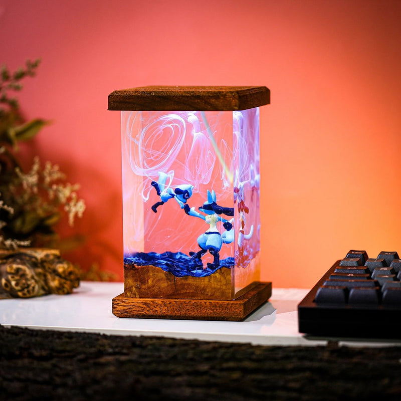 Pokemon Lucario Riolu Epoxy Resin Lamp, Night Light