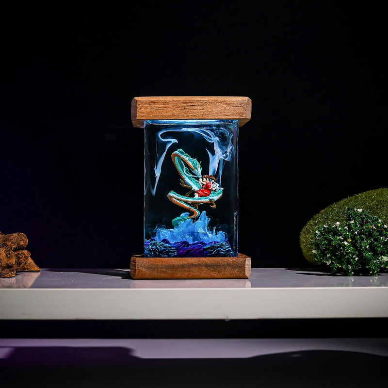 Haku and Chihiro Ghibli Spirited Away Epoxy Resin Lamp, Night Light