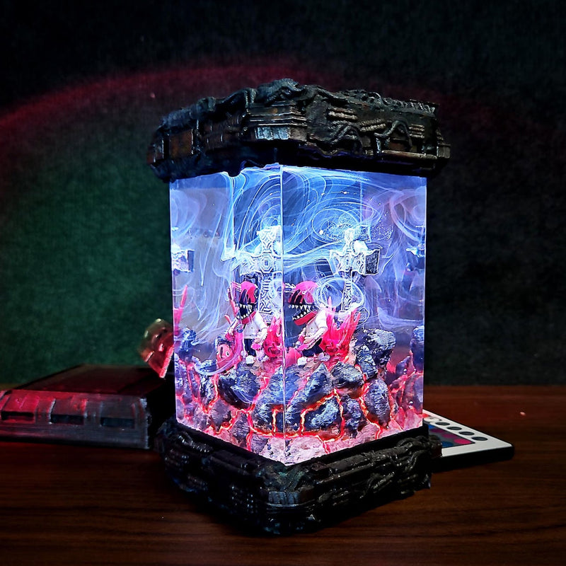 Chainsaw Man Diorama Epoxy Resin Lamp, Night Light, Wireless Lights