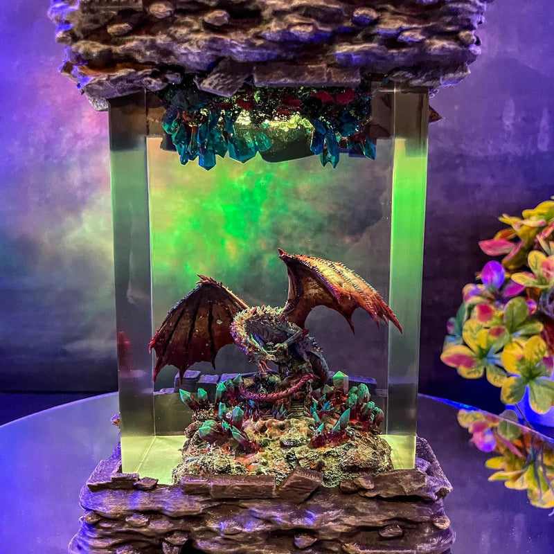 Dragon Gem Diorama Epoxy Resin Lamp, Night Light, Wireless Lights