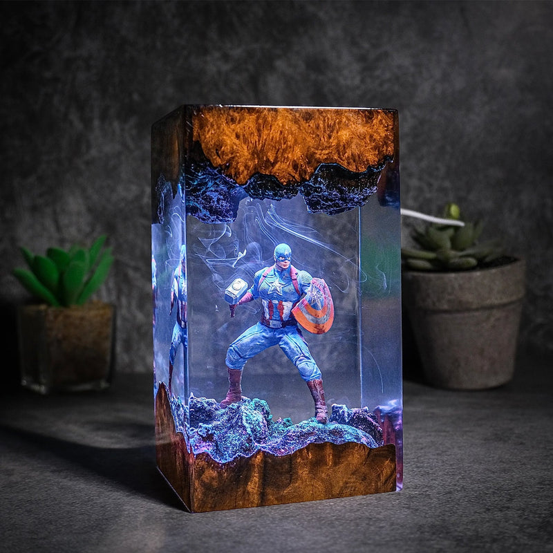 MCU Captain America Epoxy Resin Lamp, Night Light