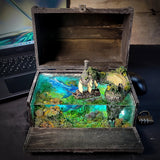 Leviathan the Sea Monster Pirates Mythology Diorama Treasure Mistery Box Gift Epoxy Resin, Night Light