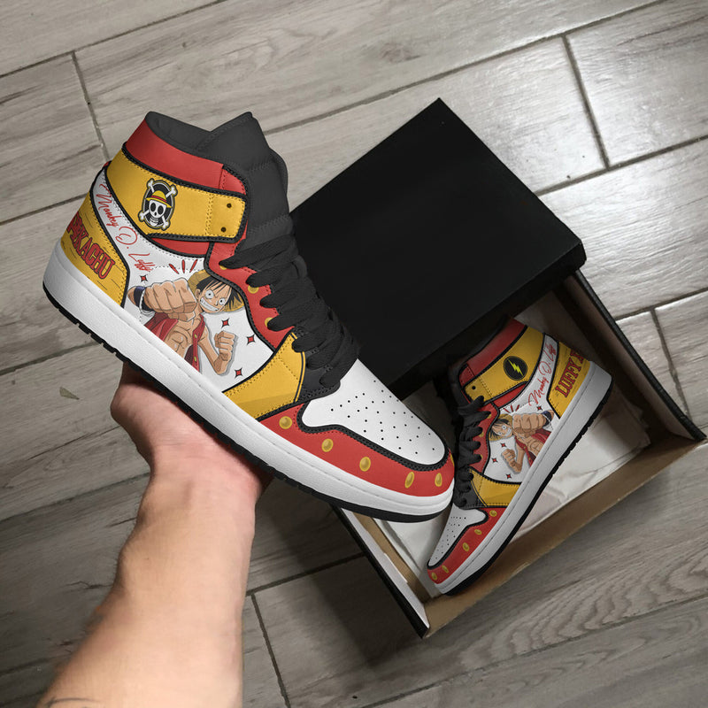 Luffy x Pikachu Custom Pokemon Boot Sneakers One Piece Anime Shoes