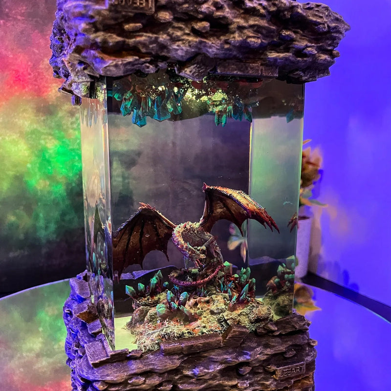 Dragon Gem Diorama Epoxy Resin Lamp, Night Light, Wireless Lights