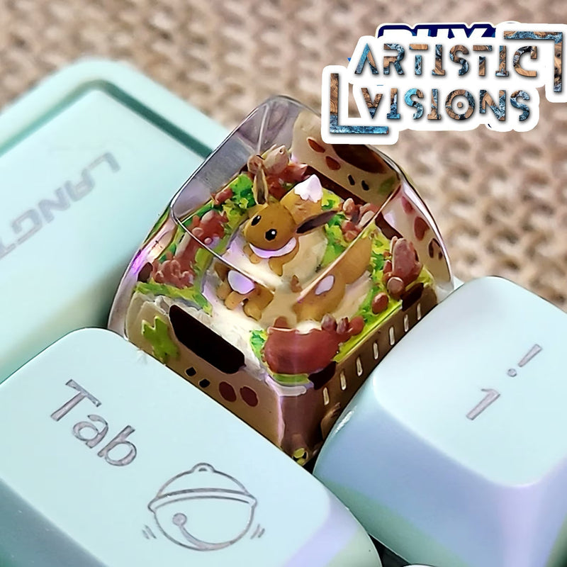 Pokemon Eevee Artisan Keycaps Epoxy Resin